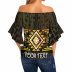 Aotearoa Atua Mahuika Personalised Off Shoulder Wrap Waist Top Maori Goddess Of Fire Taniko Motifs