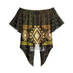 Aotearoa Atua Mahuika Personalised Off Shoulder Wrap Waist Top Maori Goddess Of Fire Taniko Motifs