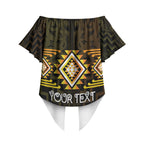 Aotearoa Atua Mahuika Personalised Off Shoulder Wrap Waist Top Maori Goddess Of Fire Taniko Motifs