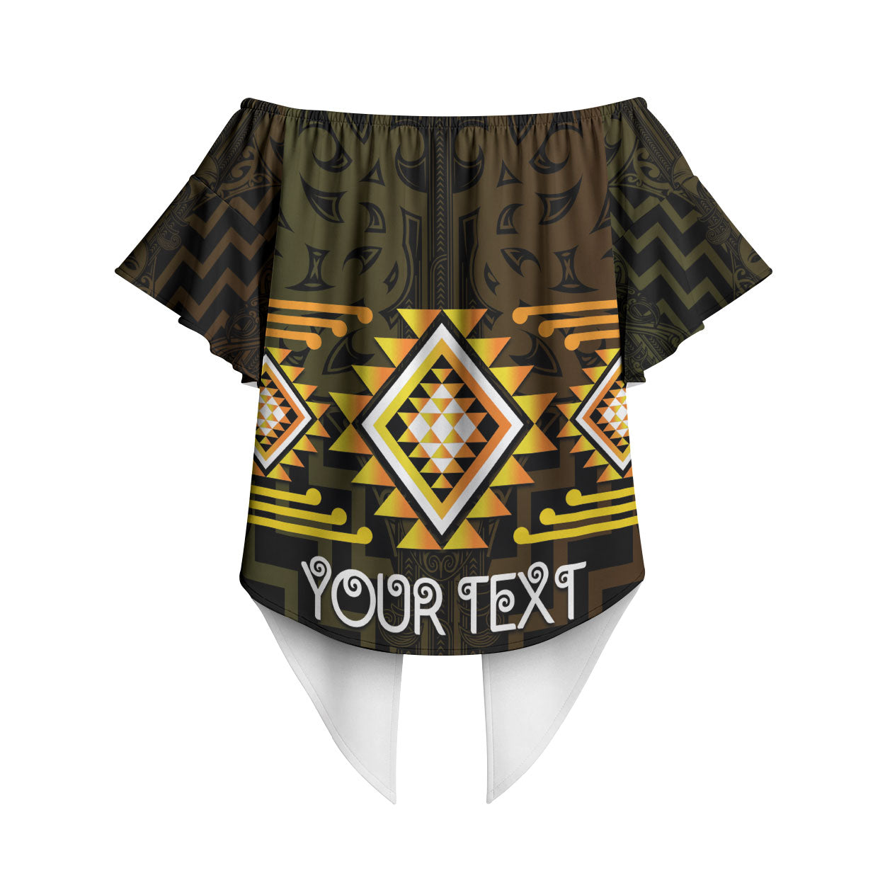 Aotearoa Atua Mahuika Personalised Off Shoulder Wrap Waist Top Maori Goddess Of Fire Taniko Motifs