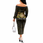 Aotearoa Atua Mahuika Personalised Off The Shoulder Long Sleeve Dress Maori Goddess Of Fire Taniko Motifs