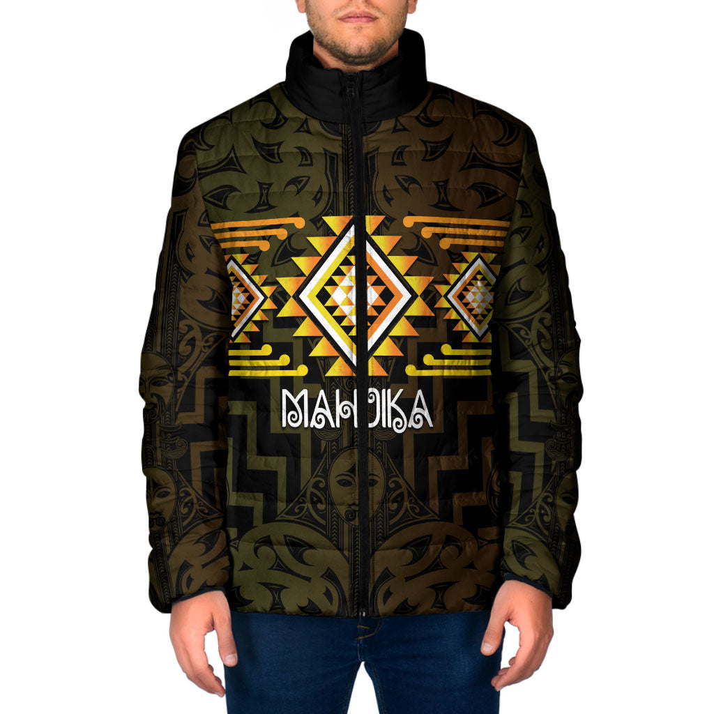 Aotearoa Atua Mahuika Personalised Padded Jacket Maori Goddess Of Fire Taniko Motifs