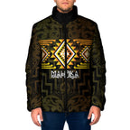 Aotearoa Atua Mahuika Personalised Padded Jacket Maori Goddess Of Fire Taniko Motifs