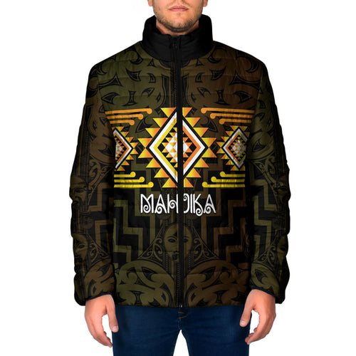 Aotearoa Atua Mahuika Personalised Padded Jacket Maori Goddess Of Fire Taniko Motifs