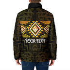 Aotearoa Atua Mahuika Personalised Padded Jacket Maori Goddess Of Fire Taniko Motifs