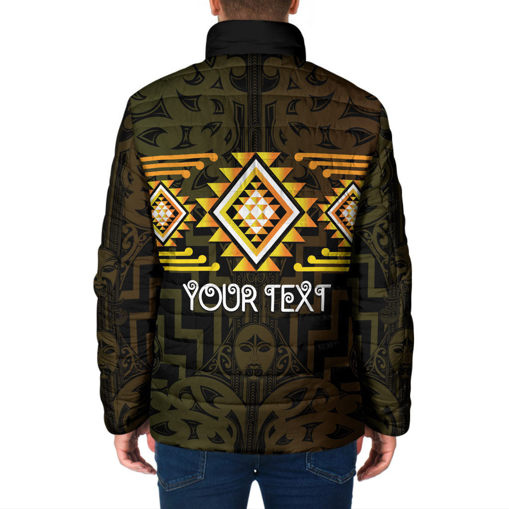 Aotearoa Atua Mahuika Personalised Padded Jacket Maori Goddess Of Fire Taniko Motifs