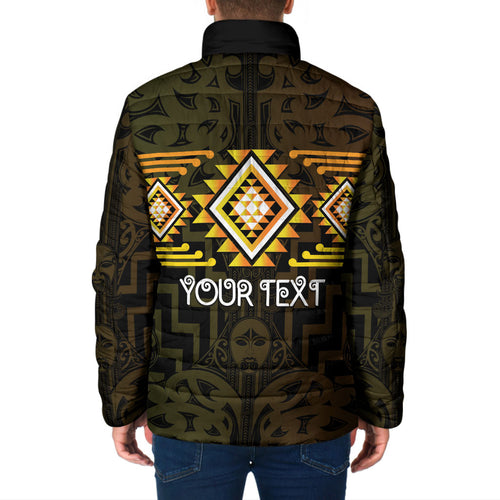 Aotearoa Atua Mahuika Personalised Padded Jacket Maori Goddess Of Fire Taniko Motifs