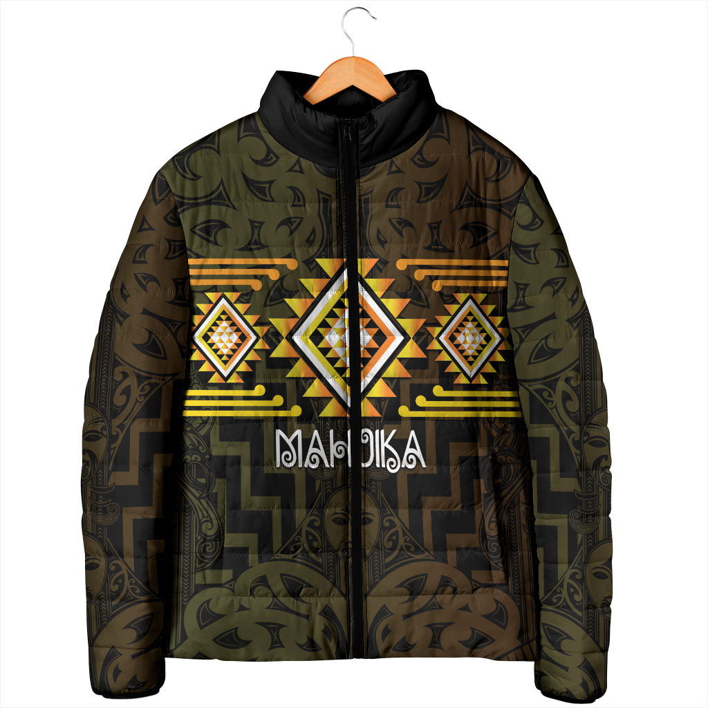 Aotearoa Atua Mahuika Personalised Padded Jacket Maori Goddess Of Fire Taniko Motifs