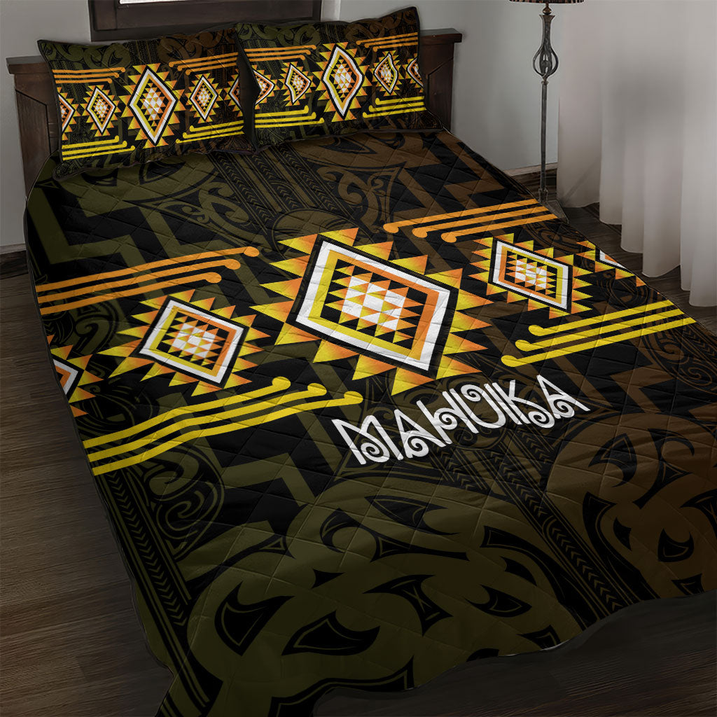 Aotearoa Atua Mahuika Quilt Bed Set Maori Goddess Of Fire Taniko Motifs