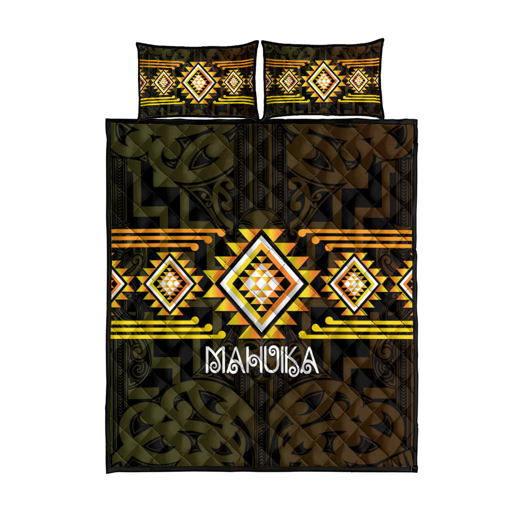 Aotearoa Atua Mahuika Quilt Bed Set Maori Goddess Of Fire Taniko Motifs