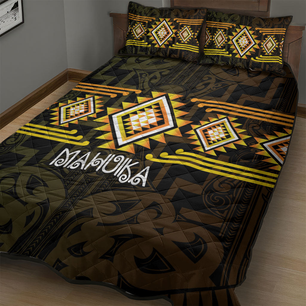 Aotearoa Atua Mahuika Quilt Bed Set Maori Goddess Of Fire Taniko Motifs
