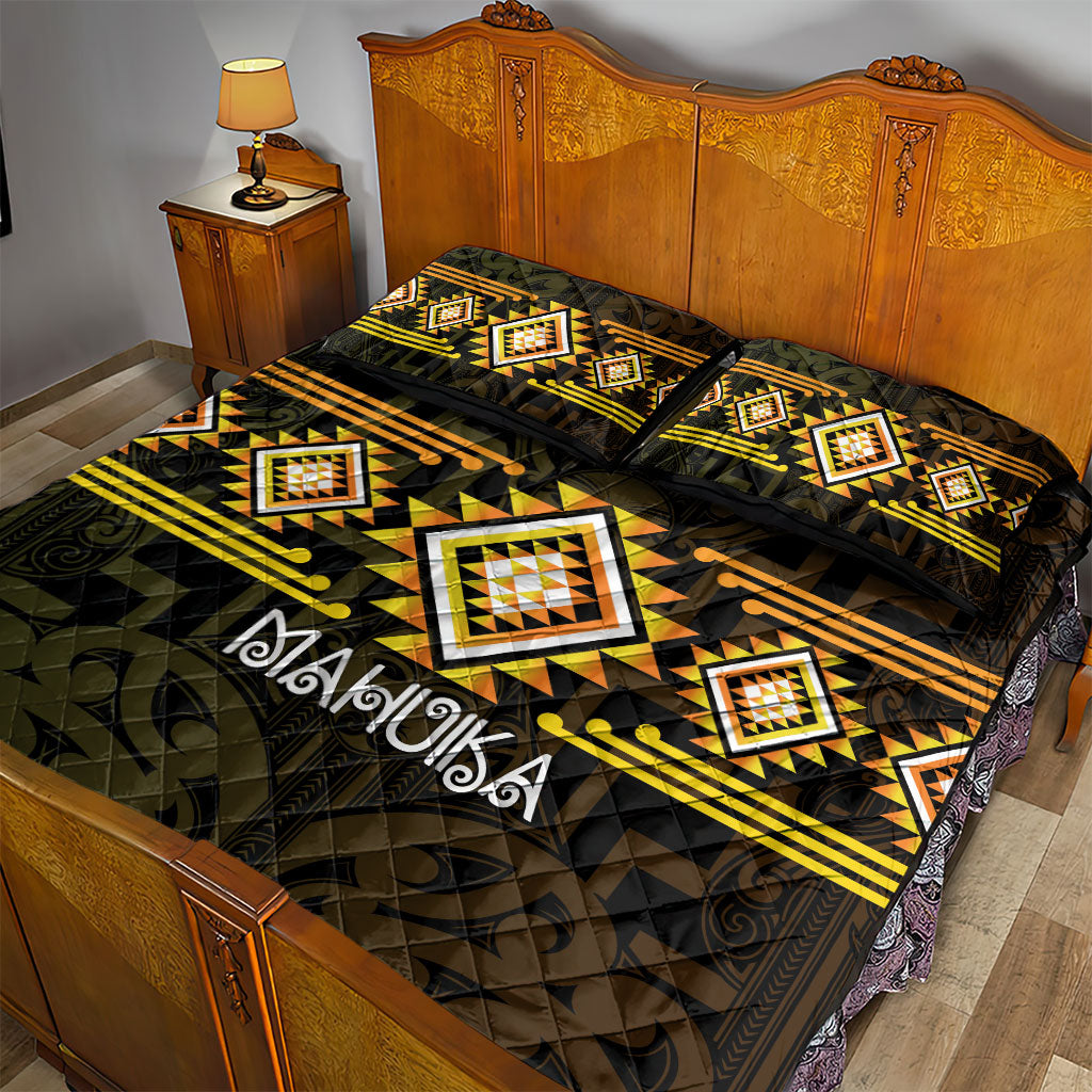 Aotearoa Atua Mahuika Quilt Bed Set Maori Goddess Of Fire Taniko Motifs