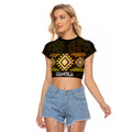 Aotearoa Atua Mahuika Personalised Raglan Cropped T Shirt Maori Goddess Of Fire Taniko Motifs