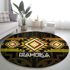 Aotearoa Atua Mahuika Round Carpet Maori Goddess Of Fire Taniko Motifs