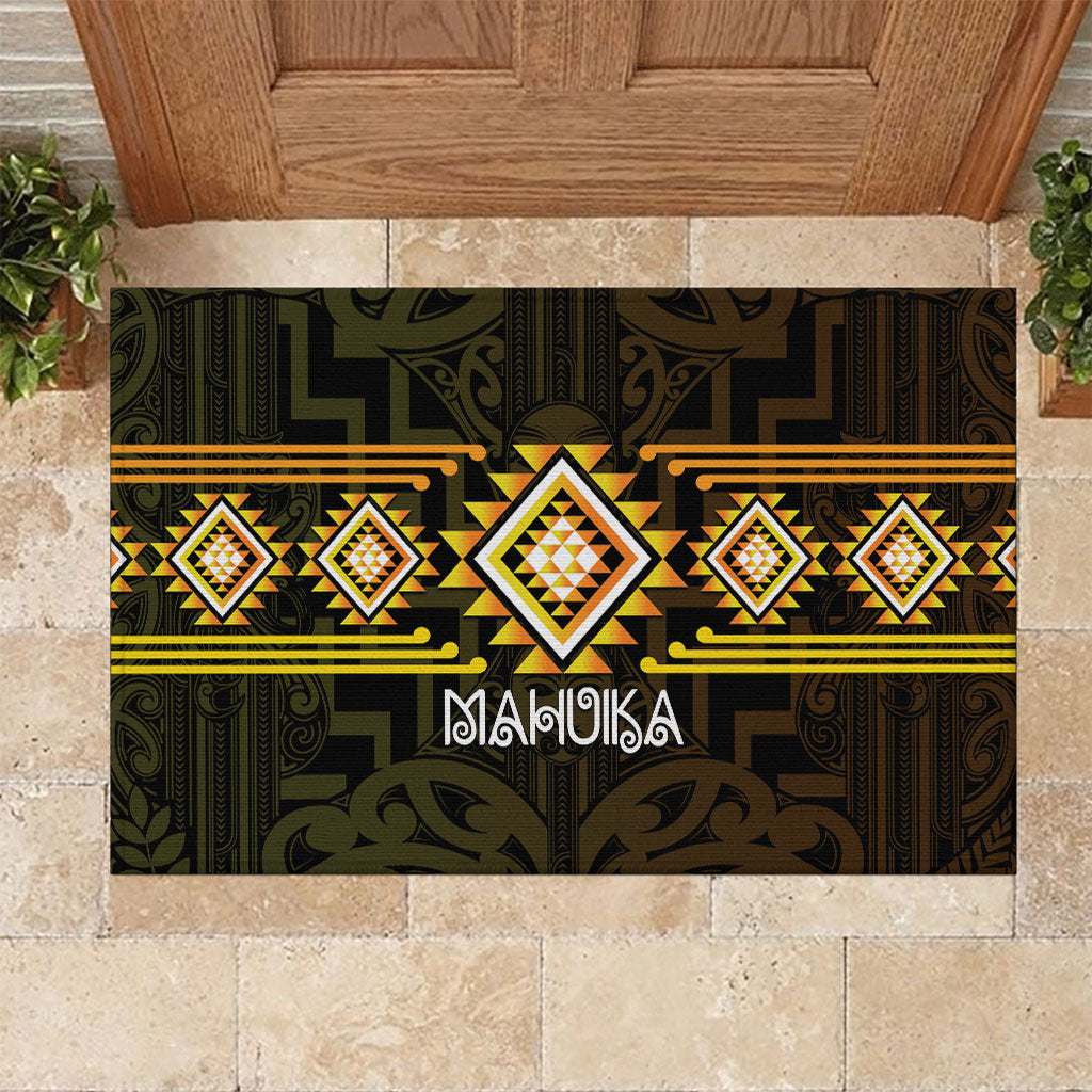Aotearoa Atua Mahuika Rubber Doormat Maori Goddess Of Fire Taniko Motifs