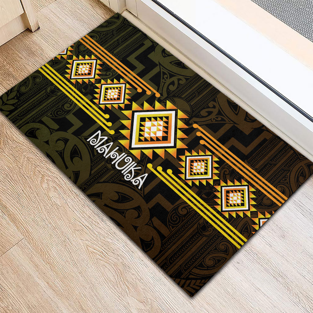 Aotearoa Atua Mahuika Rubber Doormat Maori Goddess Of Fire Taniko Motifs