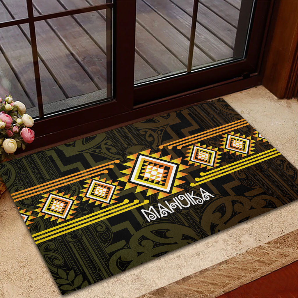 Aotearoa Atua Mahuika Rubber Doormat Maori Goddess Of Fire Taniko Motifs
