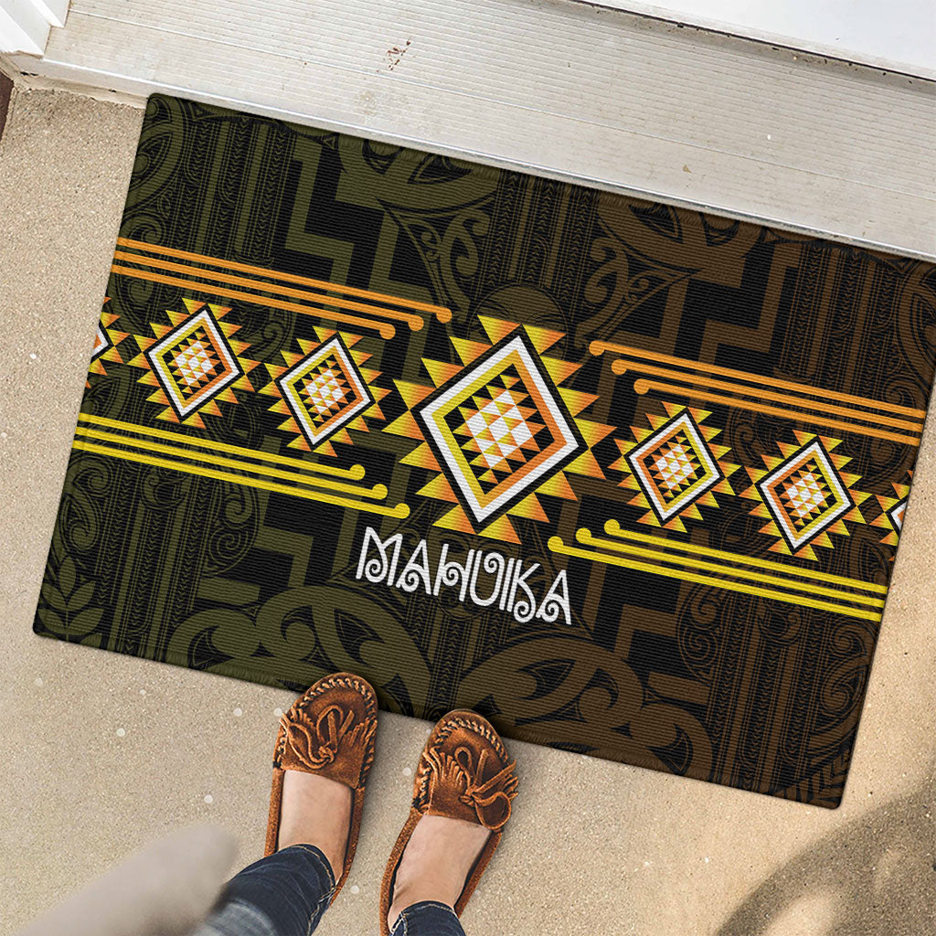 Aotearoa Atua Mahuika Rubber Doormat Maori Goddess Of Fire Taniko Motifs