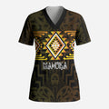 Aotearoa Atua Mahuika Personalised Scrub Top Maori Goddess Of Fire Taniko Motifs