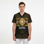 Aotearoa Atua Mahuika Personalised Scrub Top Maori Goddess Of Fire Taniko Motifs