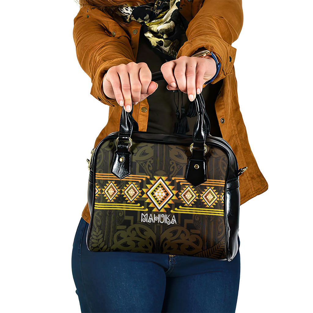 Aotearoa Atua Mahuika Shoulder Handbag Maori Goddess Of Fire Taniko Motifs