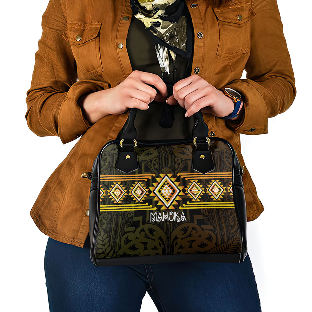 Aotearoa Atua Mahuika Shoulder Handbag Maori Goddess Of Fire Taniko Motifs