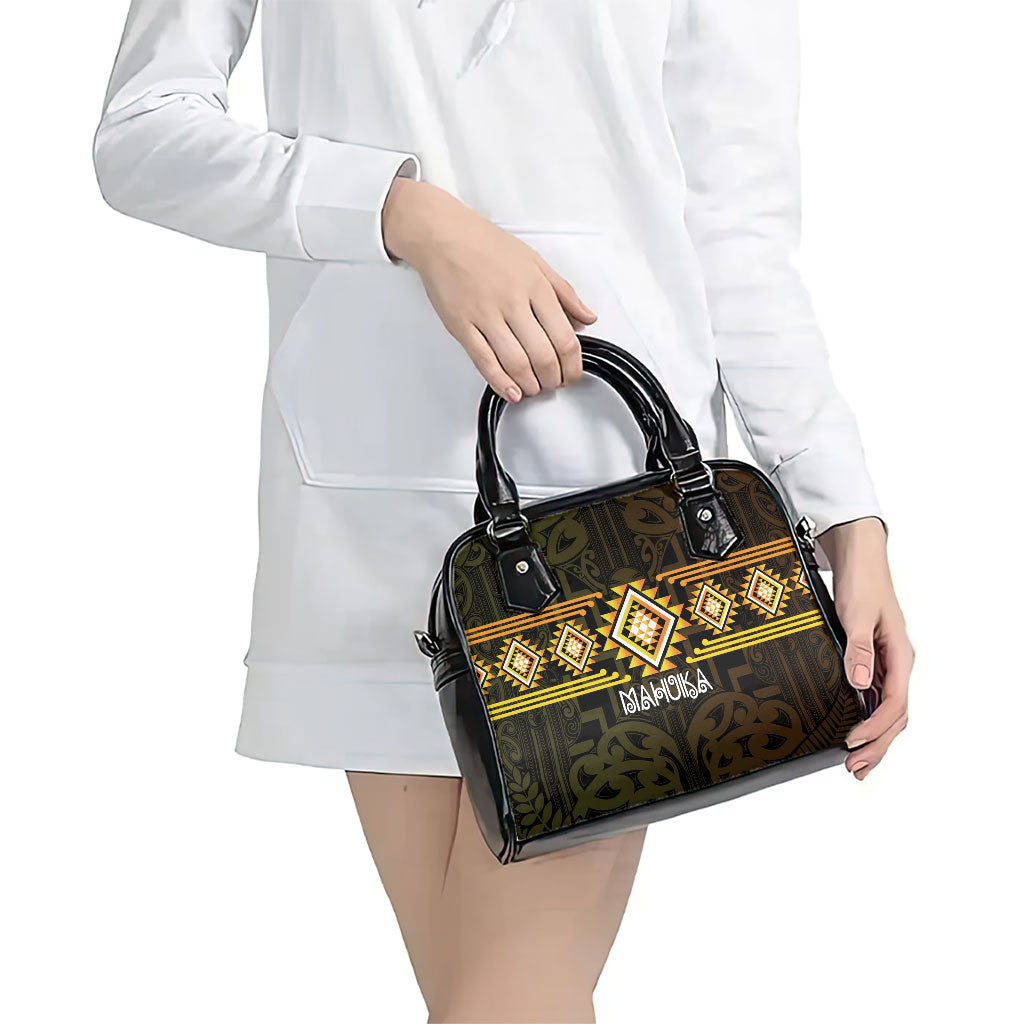 Aotearoa Atua Mahuika Shoulder Handbag Maori Goddess Of Fire Taniko Motifs