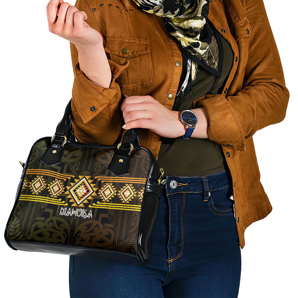 Aotearoa Atua Mahuika Shoulder Handbag Maori Goddess Of Fire Taniko Motifs
