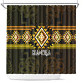 Aotearoa Atua Mahuika Shower Curtain Maori Goddess Of Fire Taniko Motifs
