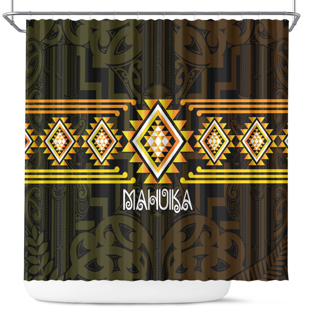 Aotearoa Atua Mahuika Shower Curtain Maori Goddess Of Fire Taniko Motifs