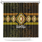 Aotearoa Atua Mahuika Shower Curtain Maori Goddess Of Fire Taniko Motifs