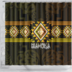 Aotearoa Atua Mahuika Shower Curtain Maori Goddess Of Fire Taniko Motifs