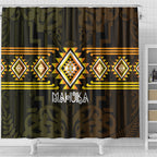 Aotearoa Atua Mahuika Shower Curtain Maori Goddess Of Fire Taniko Motifs