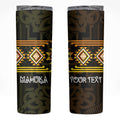 Aotearoa Atua Mahuika Personalised Skinny Tumbler Maori Goddess Of Fire Taniko Motifs