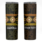 Aotearoa Atua Mahuika Personalised Skinny Tumbler Maori Goddess Of Fire Taniko Motifs