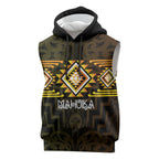 Aotearoa Atua Mahuika Personalised Sleeveless Hoodie Maori Goddess Of Fire Taniko Motifs