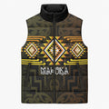 Aotearoa Atua Mahuika Personalised Sleeveless Puffer Jacket Maori Goddess Of Fire Taniko Motifs