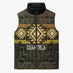 Aotearoa Atua Mahuika Personalised Sleeveless Puffer Jacket Maori Goddess Of Fire Taniko Motifs