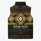 Aotearoa Atua Mahuika Personalised Sleeveless Puffer Jacket Maori Goddess Of Fire Taniko Motifs