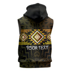 Aotearoa Atua Mahuika Personalised Sleeveless Zip Hoodie Maori Goddess Of Fire Taniko Motifs