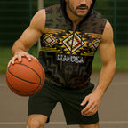Aotearoa Atua Mahuika Personalised Sleeveless Zip Hoodie Maori Goddess Of Fire Taniko Motifs