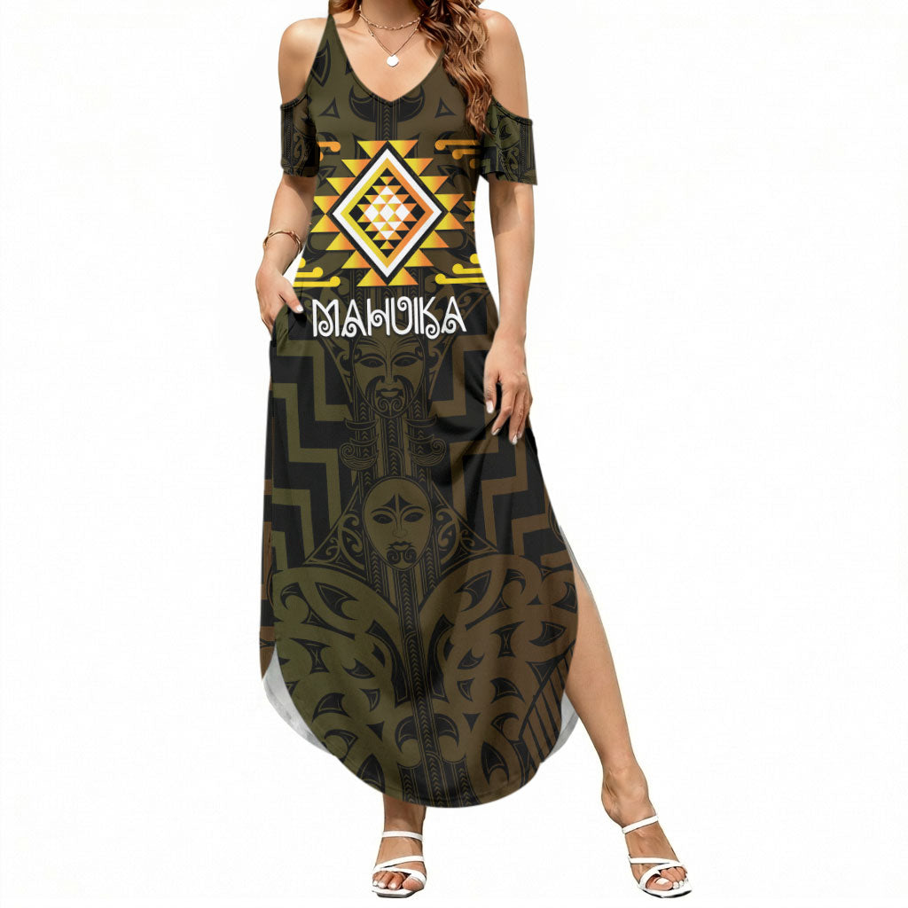 Aotearoa Atua Mahuika Personalised Summer Maxi Dress Maori Goddess Of Fire Taniko Motifs