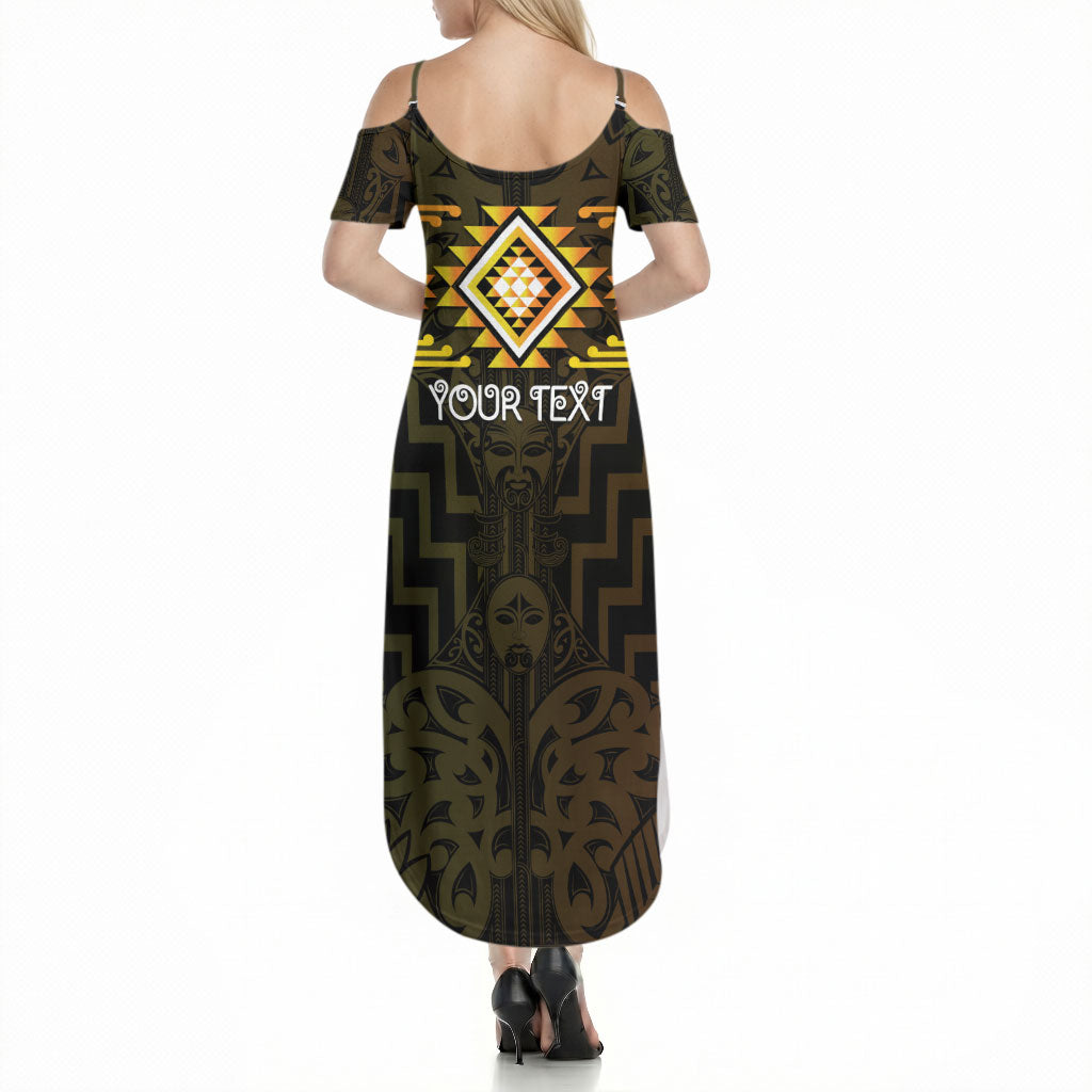 Aotearoa Atua Mahuika Personalised Summer Maxi Dress Maori Goddess Of Fire Taniko Motifs