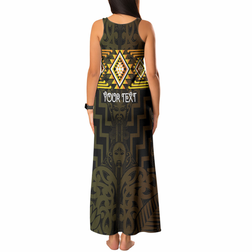 Aotearoa Atua Mahuika Personalised Tank Maxi Dress Maori Goddess Of Fire Taniko Motifs