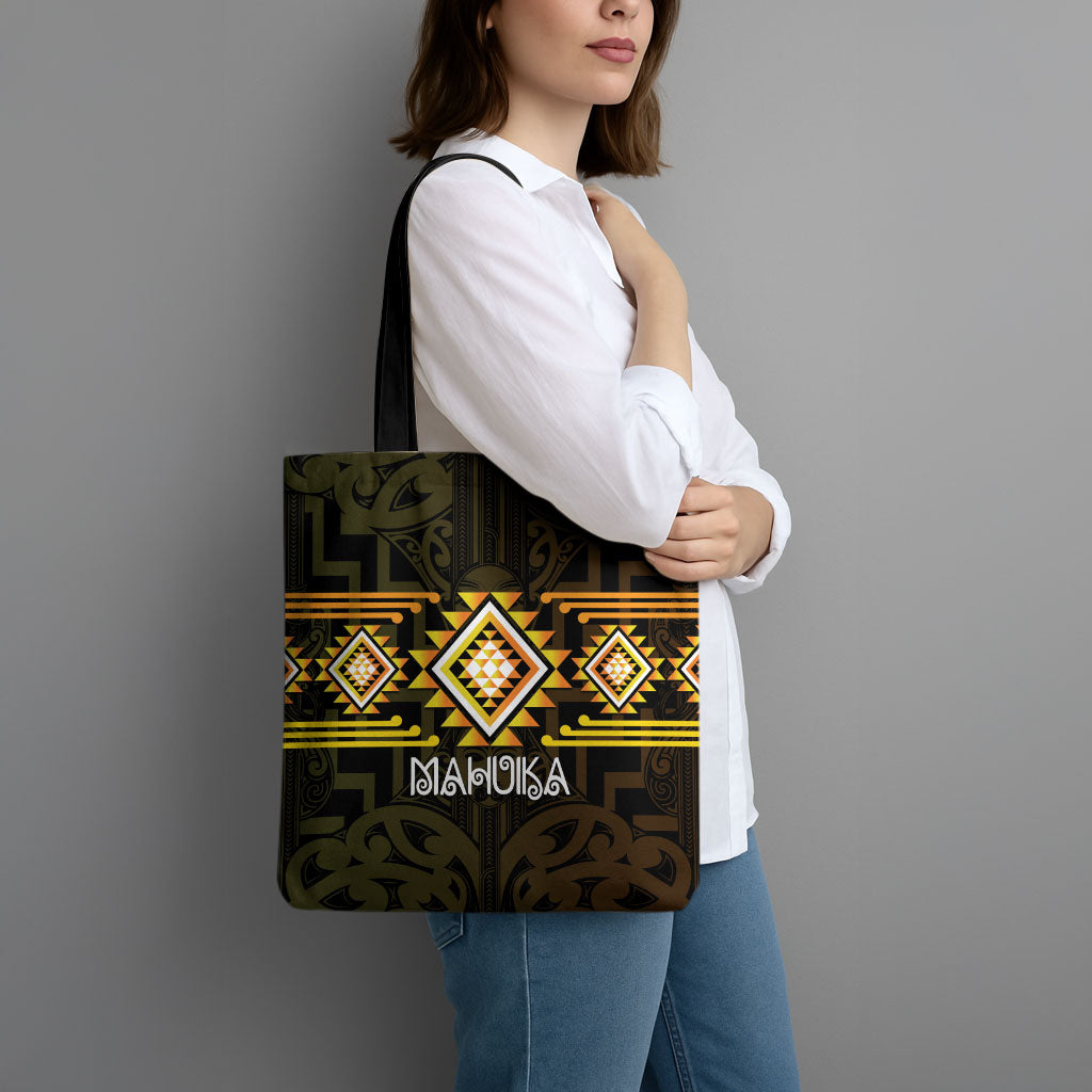 Aotearoa Atua Mahuika Tote Bag Maori Goddess Of Fire Taniko Motifs