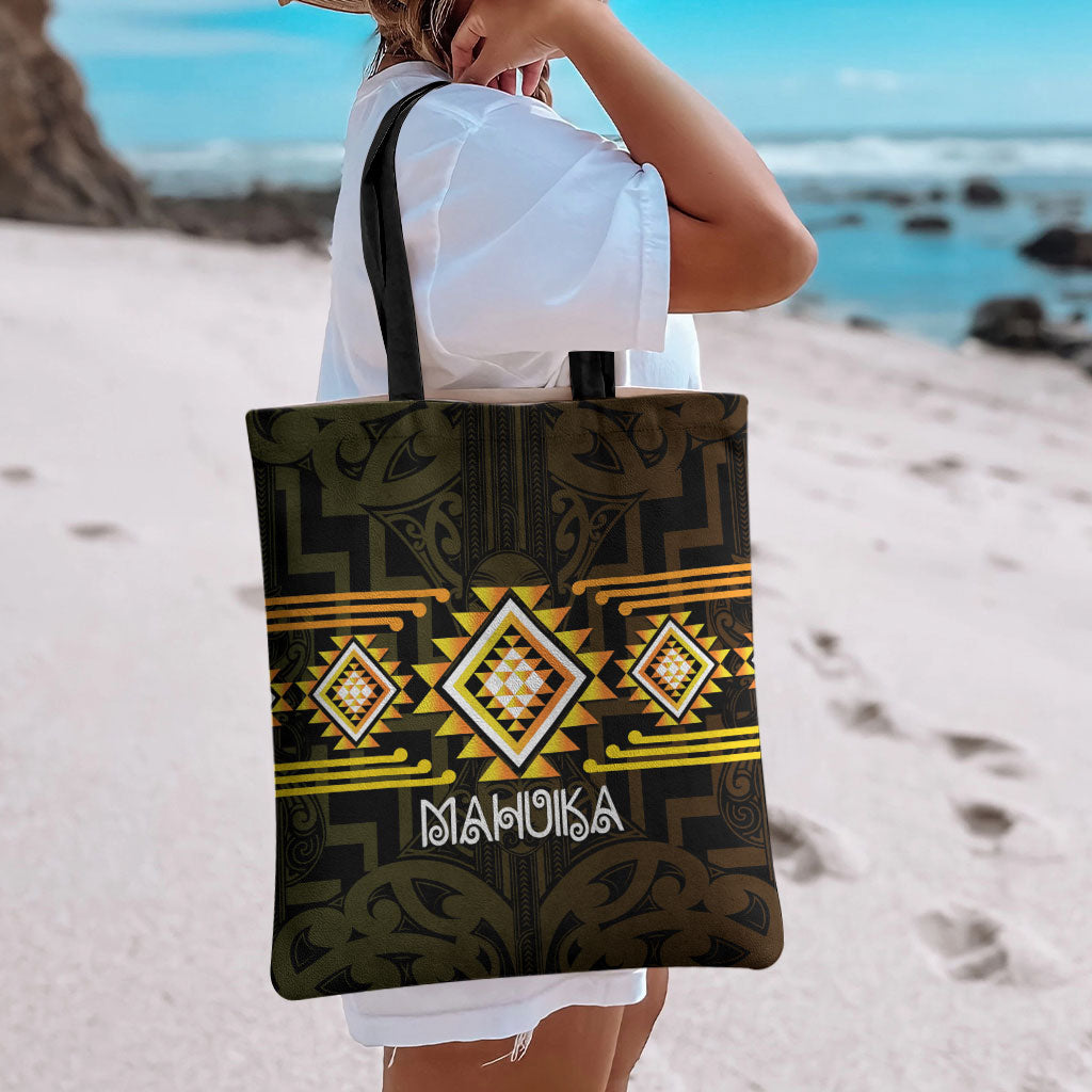 Aotearoa Atua Mahuika Tote Bag Maori Goddess Of Fire Taniko Motifs