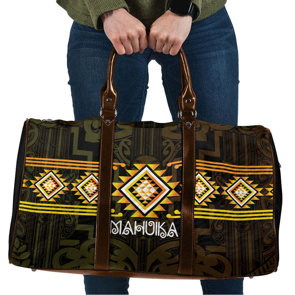Aotearoa Atua Mahuika Travel Bag Maori Goddess Of Fire Taniko Motifs