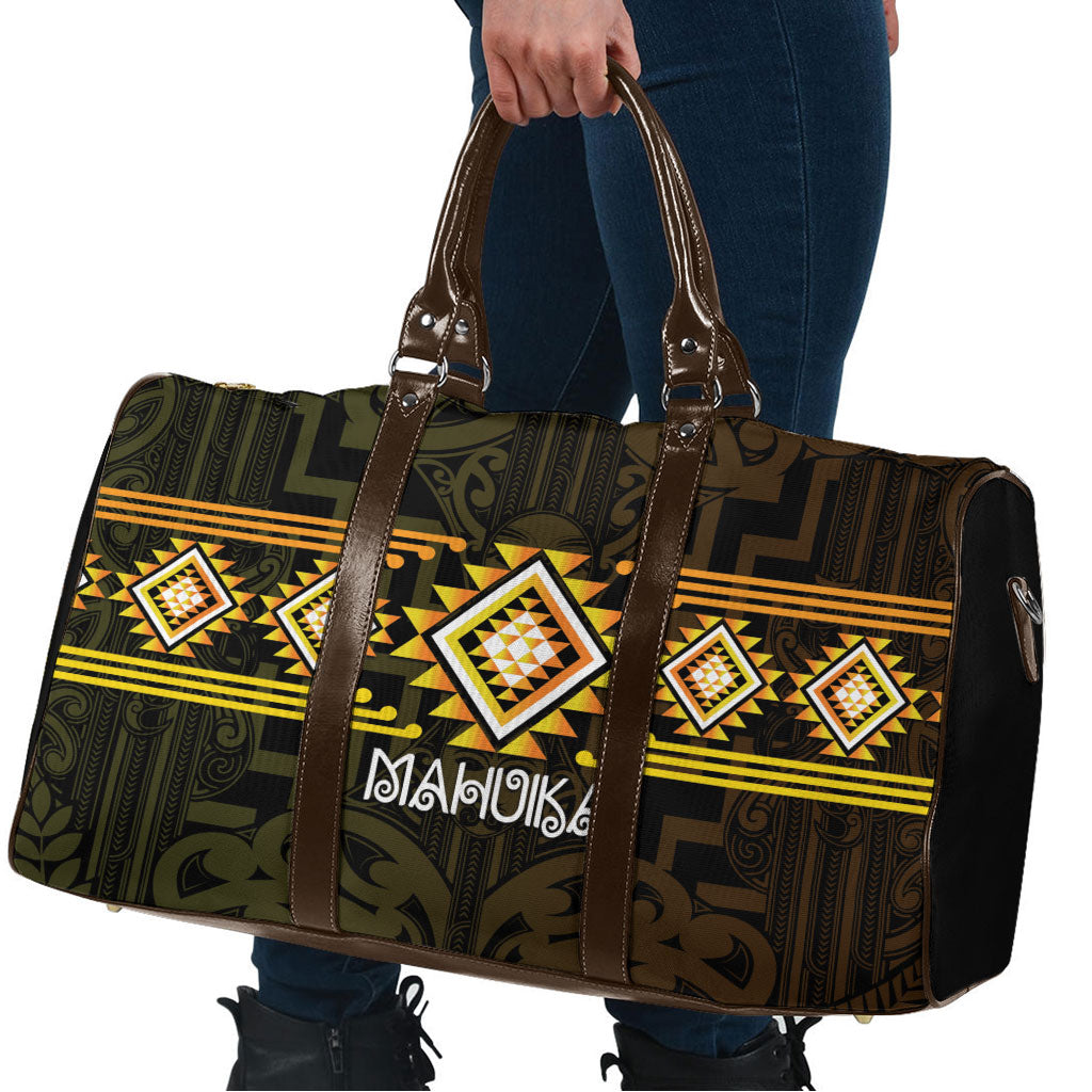 Aotearoa Atua Mahuika Travel Bag Maori Goddess Of Fire Taniko Motifs