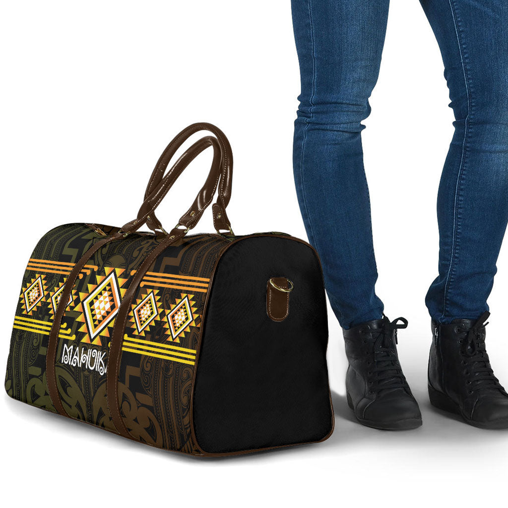 Aotearoa Atua Mahuika Travel Bag Maori Goddess Of Fire Taniko Motifs