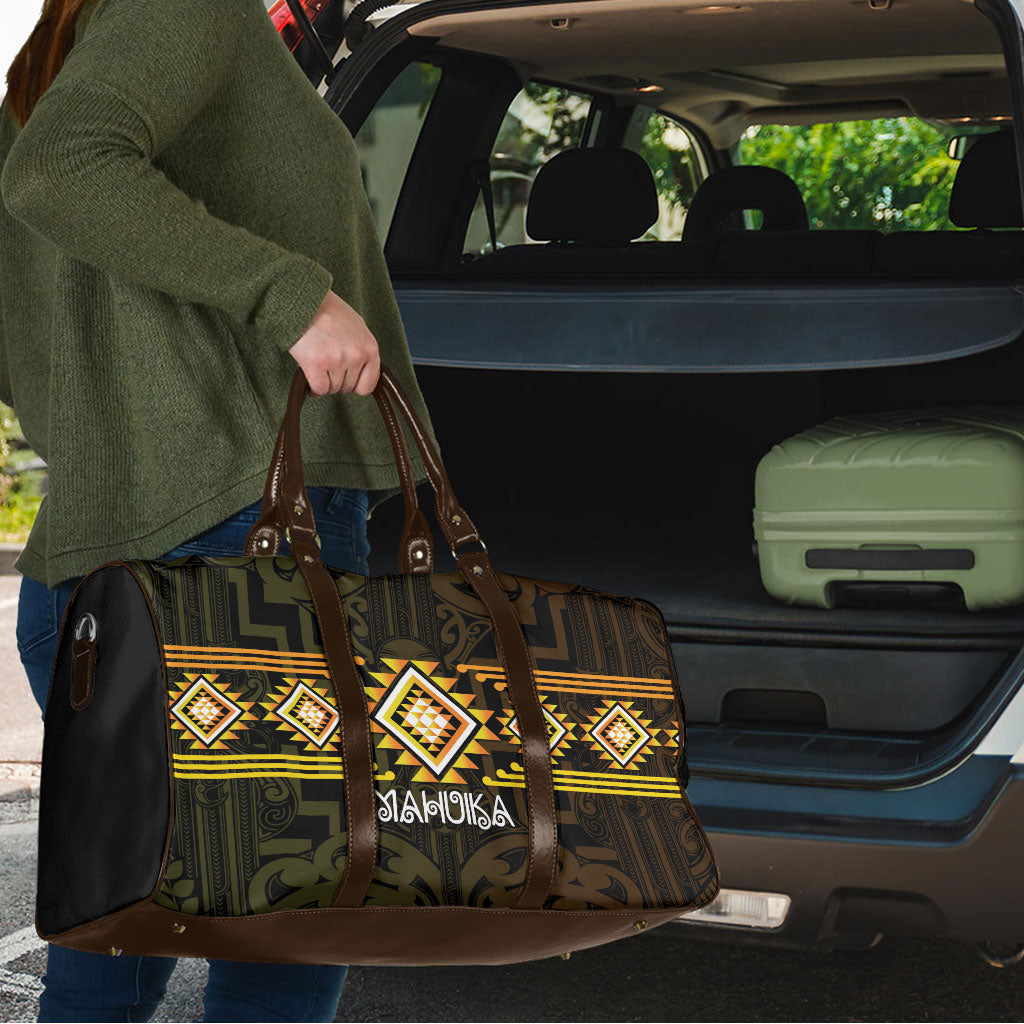Aotearoa Atua Mahuika Travel Bag Maori Goddess Of Fire Taniko Motifs